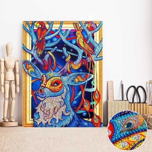 HUACAN 5D Diamond Painting Deer Special Shape Diamond Embroidery Animal Rhinestone Paint By Diamonds Handicraft Set 40x50cm