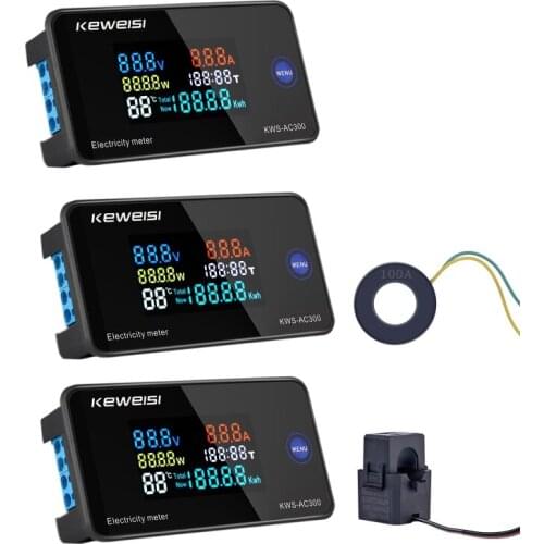 AC 50-300V 0-100A Power Energy Meter Voltmeter Ammeter kWh Digital AC Electric Monitor Panel Meter with Reset Function