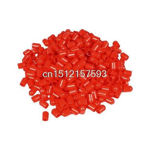 350 Pcs 14mm Height 8mm Inner Dia Round Tip Red PVC Insulated End Caps