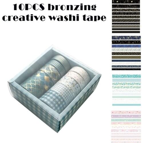 Hot Sale 10 Pcs Washi Tape Foil Masking Tape Decorative for Art DIY Craft Supplies Planners Scrapbook Gift Wrapping