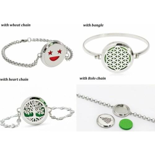 316L Stainless Steel Locket Bracelet Diffuser locket twist screw Locket Perfume bangle chain bracelet 10Pads as gift girl fish