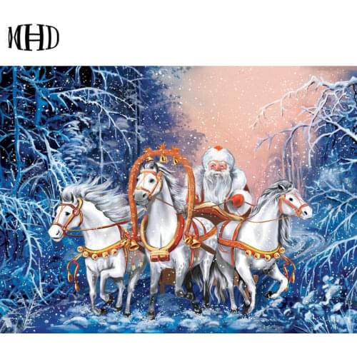 MHD diy Diamond Painting Winter Landscape Full 3D Round Diamond Painting Snow 3 Horse Diamond Cross Stitch Mosaic Handmade Hobby