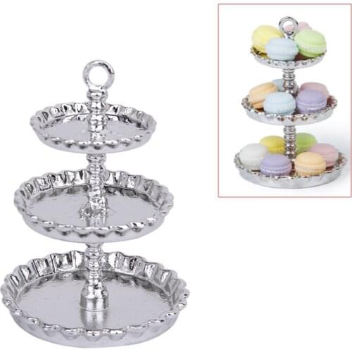 1/12 Dollhouse Miniature 3 layer Metal Desserts Snack Rack Stand