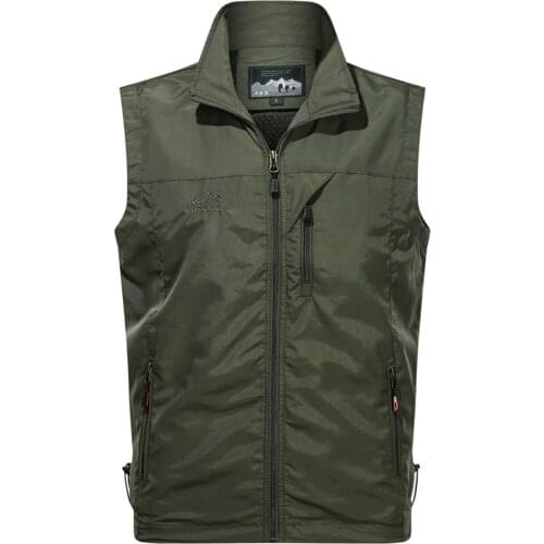 Mens Vests Quick Dry Breathable Multi Pocket Mesh Vest Sleeveless Jackets Man Outwear Fishing Waistcoats Cost