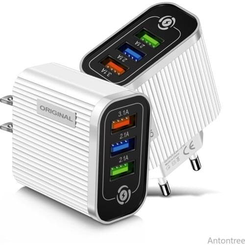 Fast USB Wall Charger 6A Max 18W 3 Port USB Quick Charging Station LED Display Adapter for iPhone Samsung Xiaomi for Huawei