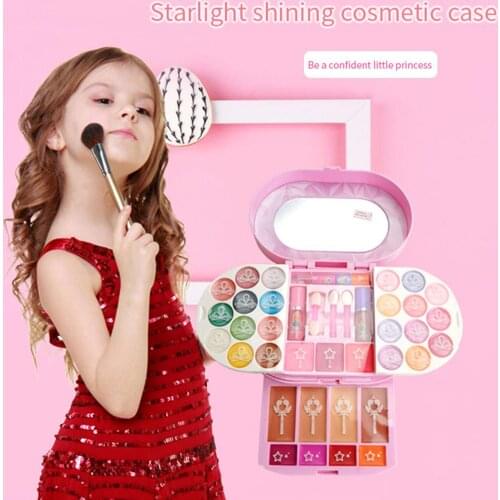 Novelty Multi-Layer Makeup Case Cosmetic Set Palette Interactive Play Cute Toys For Children Girls Birthday Christmas Gift
