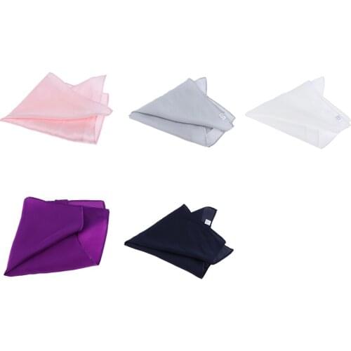 Plain Solid Pure Silk Pocket Square Handkerchief for Men Assorted