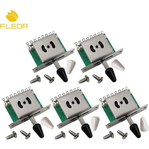FLEOR 5pcs Electric Guitar Toggle Switch 5 Way Pickup Selector Switch with Tips for Tele ST Guitar