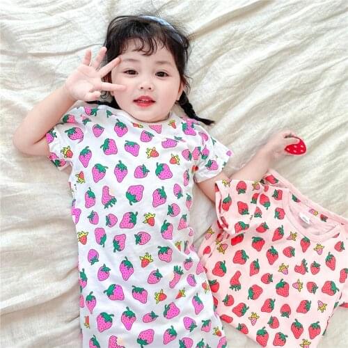 Girl Boys Pajamas Suits 2021 Strawberry Spring Summer Nightclothes Nightgowns Homewear Sleepwear Pajamas Sets Children Clothing