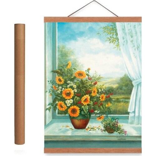 Magnetic Wooden Photo Frame Scroll Print Poster Picture Hanger DIY Photo Poster Painting Wooden Hanging Home Decor 21-60cm