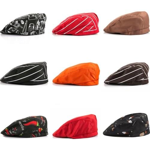 Striped Chef Visors Hat Unisex Women Men Hotel Uniform Cooking Hats Catering Restaurant Working Wear Casual Soft Caps 56-58cm