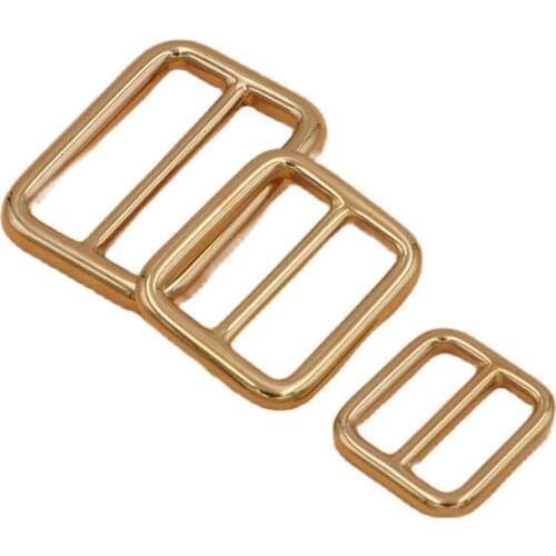 2 Pcs Solid Brass Rectangular Adjuster Bar Ring Buckle Tri Glide Belt Slide Webbing Leather Craft Bag Shoulder Strap Accessories