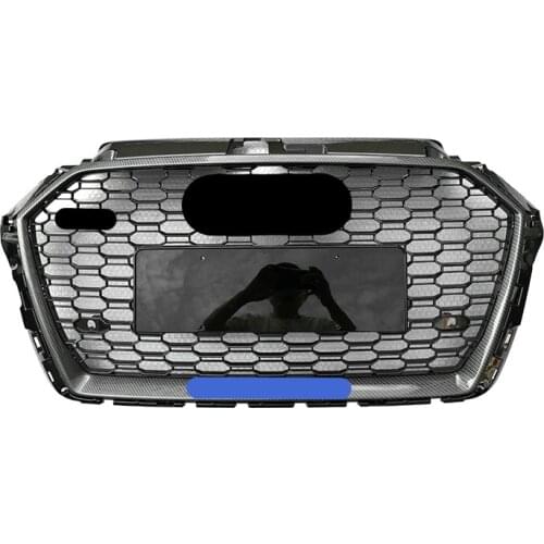 Car Front Bumper Grill Center Grille Carbon Style for Audi A3/S3 8V 2017 2018 2019 (Refit for RS3 Style) Car Front Bumper Grille