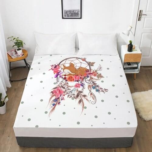 Luxury Elastic fitted sheet bed sheet With An Elastic Band Nordic Mattress Cover Bed cover for home Dreamcatcher Sika deer