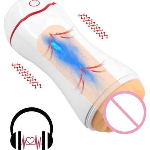 Sex Products Sucking Vibration Sex Toys for Men Automatic Voice Soft Pussy Sex Machine Male Masturbator Cup Real Vagina