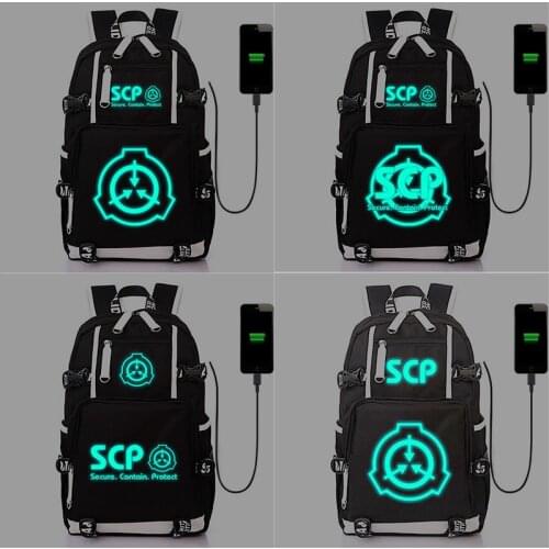 High Quality Anime SCP Schoolbag Backpack Luminous Bag USB Charging Laptop Leisure Travel Bag for Students Men Male 2020 Teens