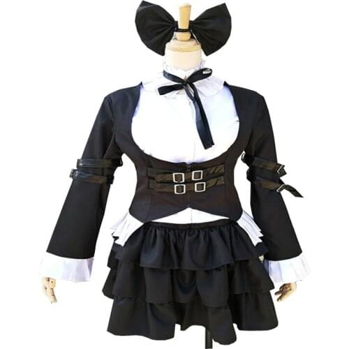 Fairy Tail Erza Scarlet black maid lolita Cosplay Costume cutome-made