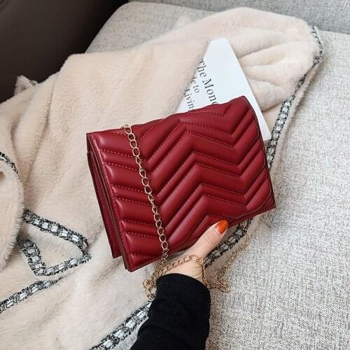 Women Bag New Fashion Korean Ladylike PU Flap Chains Single Solid Hasp Shoulder Bags Pures And Bags Crossbody Simple