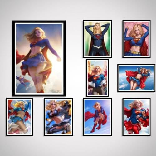 Super Girl Girl Anime Sexy Cartoon Nude DC Poster Home Decor Room Canvas Decoration Prints Art Silk Wall