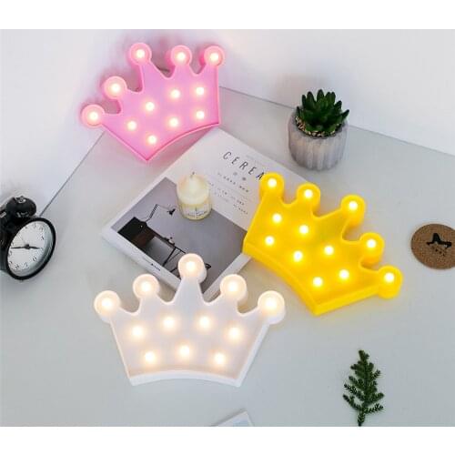 LED Crown Shape Ornaments Indoor Wall Hanging Night Light Baby Bedroom Christmas Decorate Kids Gift Wedding Birthday Party Decor
