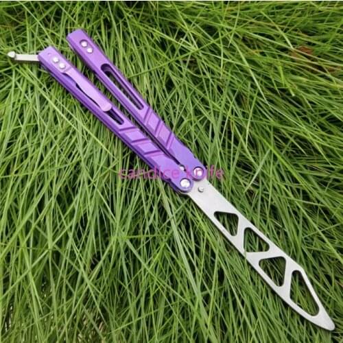 The One Alpha Beast AB Sandwich Butterfly Trainer Knife Bushing System D2 Blade Titanium Handle Jilt Free-swinging EDC Knife