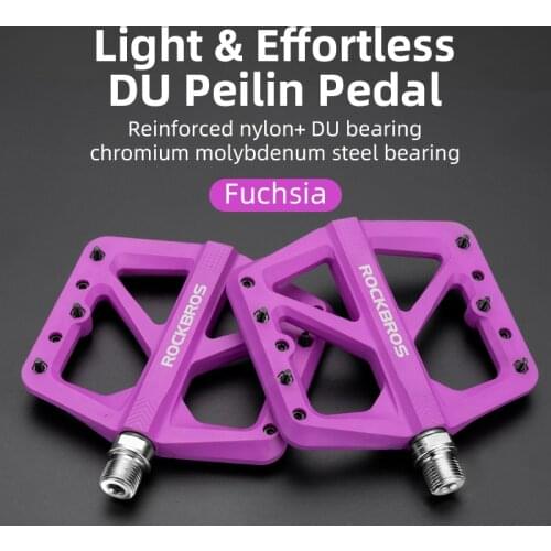 ROCKBROS Aluminum Alloy Widen Area Ultralight Cycling Mountain Bike DU Bearing Lock Pedal Nylon Bicycle Pedals Accessories