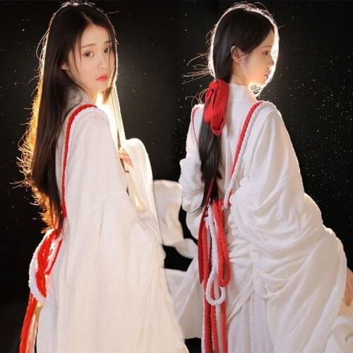 Vintage Gentle Fairy Chinese Hanfu Style Dress Cosplay Bandage Loose Japanese Kimono Elegant God Girl Court Style Womens Dress
