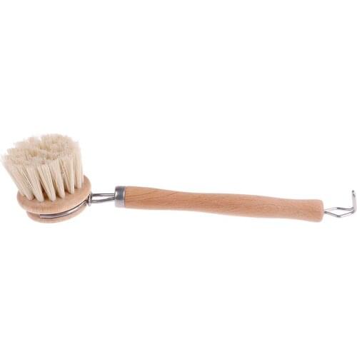 1pc Household Wooden Long Handle Pan Pot Brush Dish Bowl Washing Cleaning Brush convenient