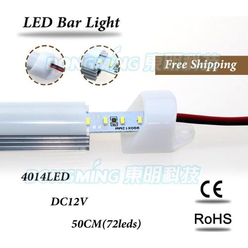 10pcs 50cm led light bar 4014 144leds/m 0.5m led hard rigid 12V + U groove + pc milky/clear cover + Free shipping