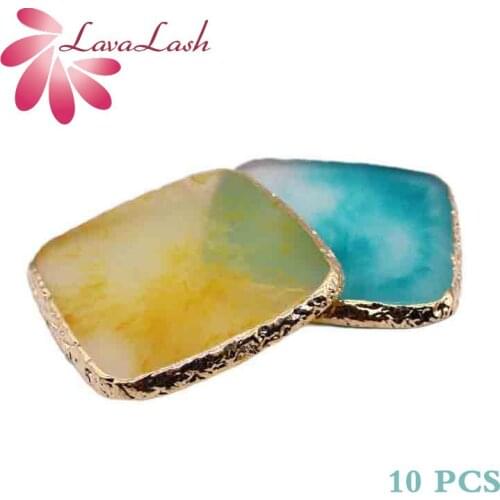 10 pcs Eyelash Glue Holder Eyelash Extension Tools Beauty shop Wholesale Phnom Penh Imitation agate Resin Color palette Manicure