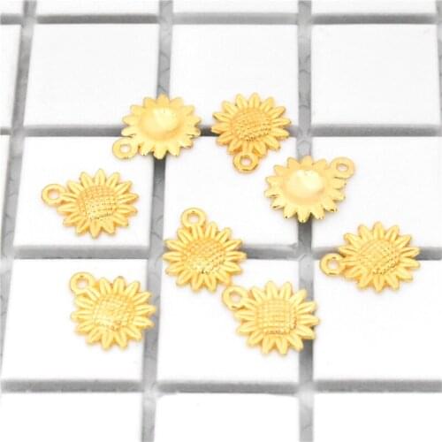 19x15mm 30pcs/Lot Gold Color Plated Sunflower Charms Pendant DIY Handmade Jewelry Accessories Wholesale
