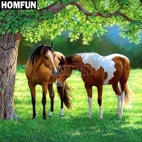 HOMFUN Full Square/Round Drill 5D DIY Diamond Painting "Horse lovers" Embroidery Cross Stitch 5D Home Decor Gift A02409