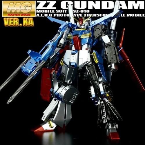 BANDAI MG 1/100 MSZ-010 ZZ GUNDAM Metal Colored ZZ Up To Ver Ka Gandaka Boy Toy Gift Action Toy Figures
