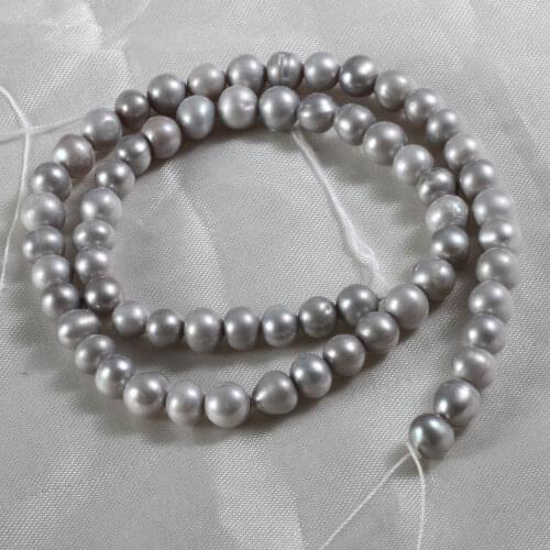 Fashion Cultured Potato Freshwater Pearl Beads About Round 6-7mm Natural Stone for DIY Jewelry Making Accessory Wholesale
