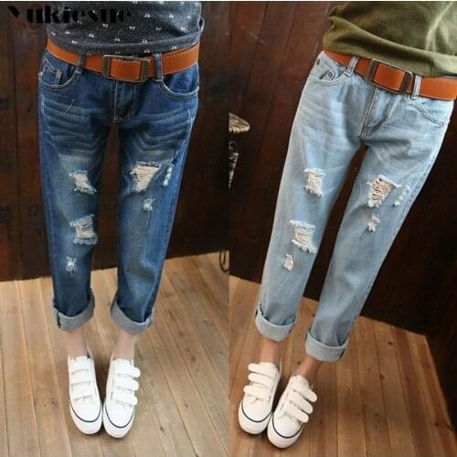 Jeans woman Pants Harem Jeans womens Female boyfriend ripped Basic High Waist Jeans Femme Long Denim Pants For Women Plus size