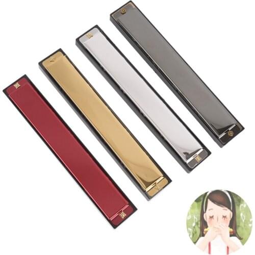 Harmonica Metal 24 Holes With 48 Tones Tremolo Harmonica C Key Octave-tuned Mouth Organ with Case For Harmonica Beginner