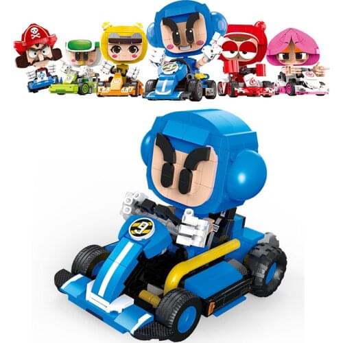 Kart Racing Series Bricks Toys Big Head Dolls Preserved Eggs Novice Practice Cars Building Blocks Mini Model Kit MOC