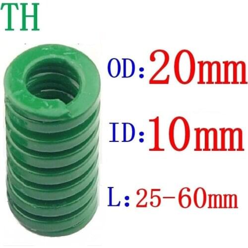 Hot Sale 1Pcs Green heavy load Od 20mm Id 10mm Length 20-60mm Spiral Stamping Compression Die Spring Helical