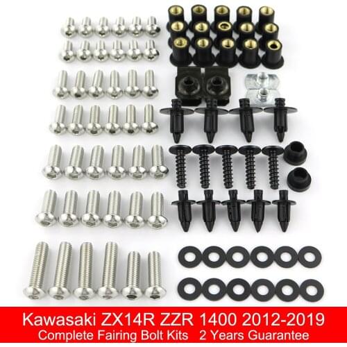 Fit For Kawasaki ZX14R ZZR 1400 2012-2019 Motorcycle Complete Full Fairing Bolts Kit Speed Nut Screws Clips Stainless Steel