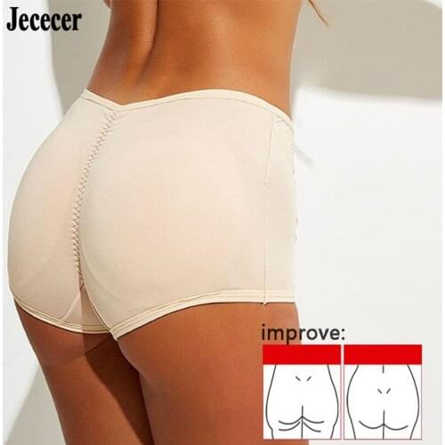 Jececer Shapers Panties Push Up Butt Lifter Hip Pads Removable Hip Enhancer Fake Butt Nude Black Plus Size S-3XL