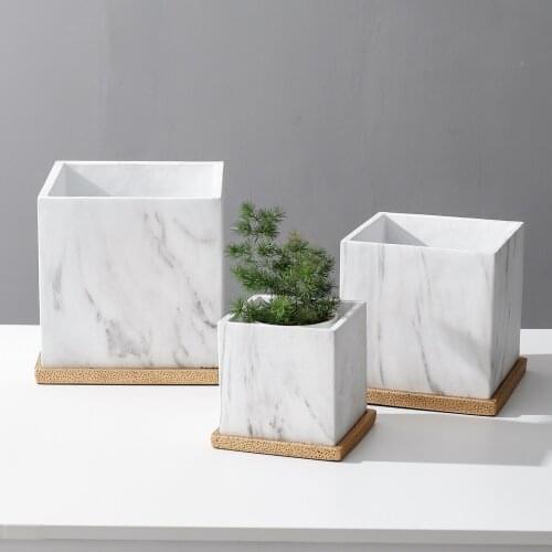 Cement Ceramic Flowerpot Nordic Style Simple Creative Personality Potted Flower Square Flowerpot