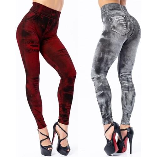 Summer Thin Sexy Pants Jacquard Knitted Jean Leggings Women Slim Casual Seamless Legging 8 Colors High Waist Leggins