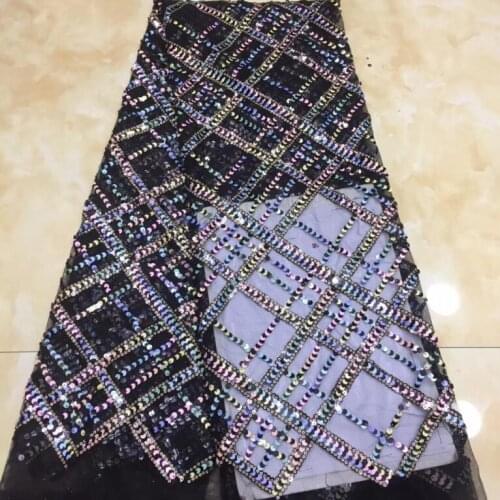 Top sale african sequins french tulle lace fabric 5 yards J-99913 wedding /party dress lace fabric