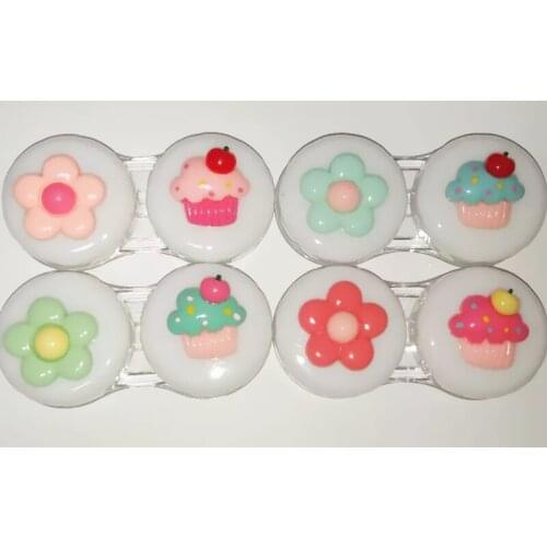 LIUSVENTINA Portable DIY Colourful Flower and Cake Contact Lens Case Box Container for Color Lenses Gift for Girls 10pcs/lot