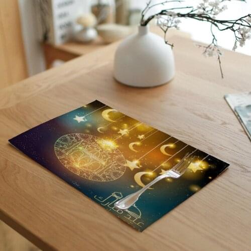 Muslim Ramadan Decoration For Home EID Linen Mats Eid Mubarak Decoration Muslim Mosque Decorative Supplies Baby Shower Decor Mat