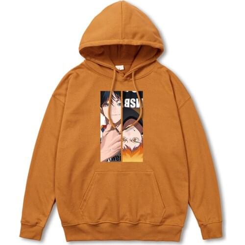 Haikyuu Anime Hinata And KageyamaPrinting Mens Sweatshirt Simple S-XXL Hooded Street Loose Hoodies Hip Hop Casual Mens Clothes