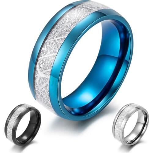 Fashion Titanium Steel Blue / Black / Silver Color Ring for Men Party Finger Jewelry Wedding Ring Male Accessories