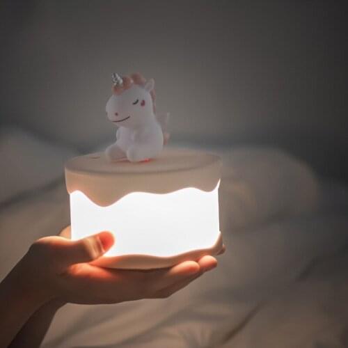 European and American unicorn cake night light bedroom lamp creative cute children sleep charging led bedside lamp