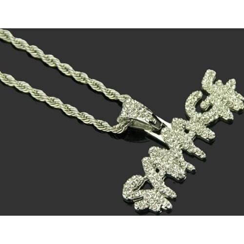 Hip Hop Necklace Brass Gold Color Iced Out Chains Micro Pave Cubic Zircon SAVAGE Pendant Necklace Charm For Men Gifts
