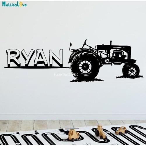 Personalized Wall Decor Custom Tractor Farm Kids Art Decals Personalized Bedroom Nursery Art Stickers Gift YT5224